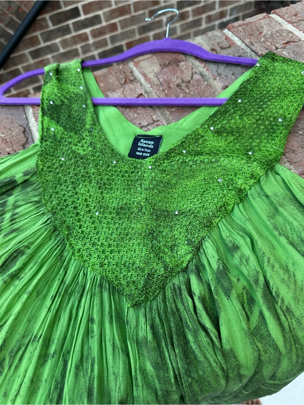 Seven Islands Green Embellished Boho Maxi Dress